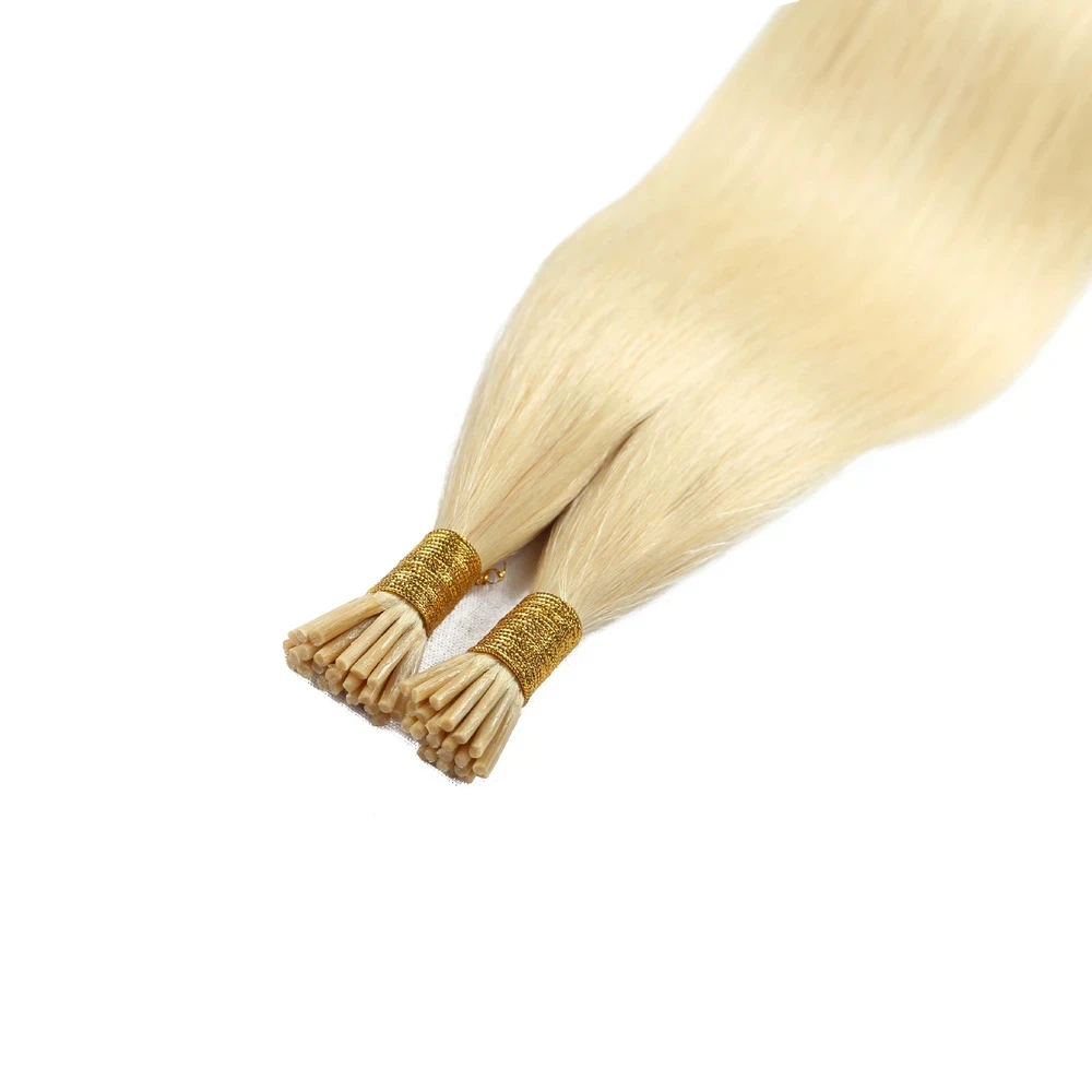 #613 Human Hair I-Tip Hair Extensions White Hair Keratin Bonded